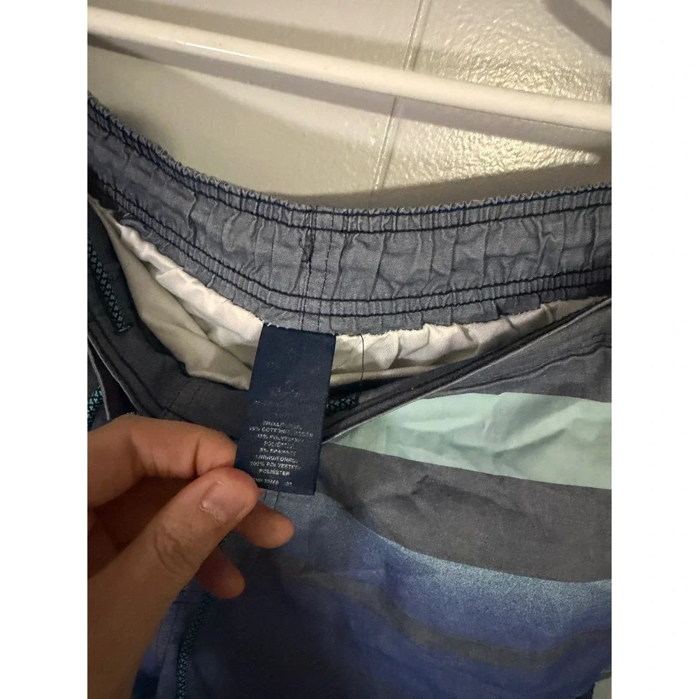 Nautica Board Shorts Mens 36 Blue Striped Drawstring Swim‎ Trunks